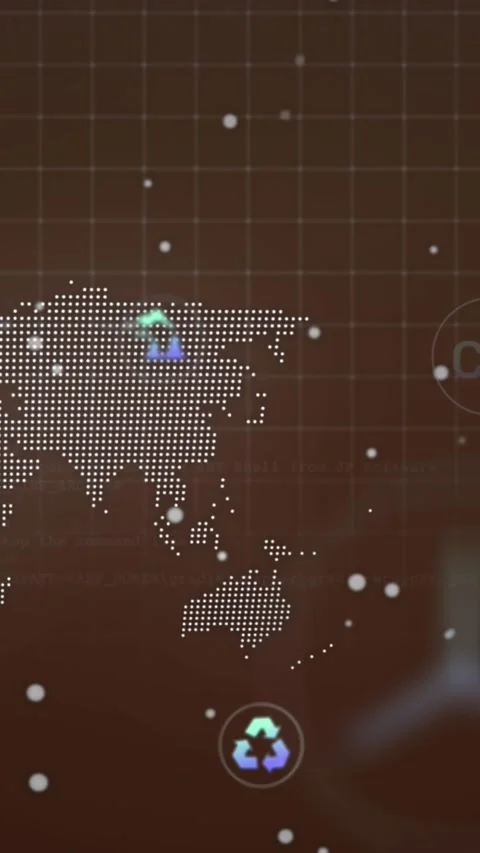 Animation of multiple digital icons and data processing against world map and Stock Footage 344678680