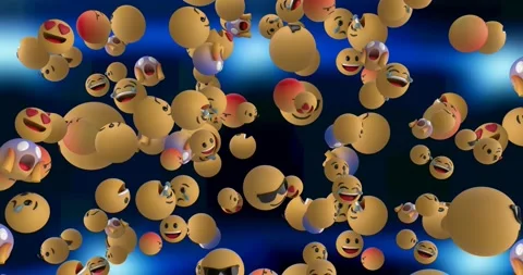 Animation of multiple falling emojis on ... | Stock Video | Pond5