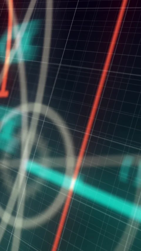 Animation of multiple geometric shapes and plus sign with computer language on Stock Footage 321039299