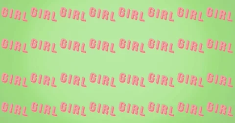 Animation of multiple girl text, on green background Stock Footage 329410915