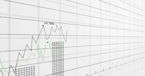 Animation of multiple graphs and changing numbers with grid pattern over white Stock Footage 328079949