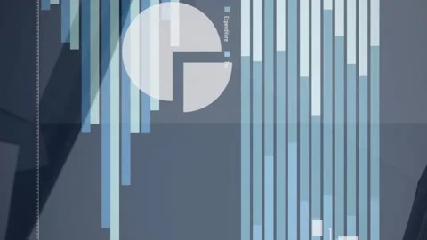 Animation of multiple graphs and computer applications over laptop Stockbeeldmateriaal 315217843