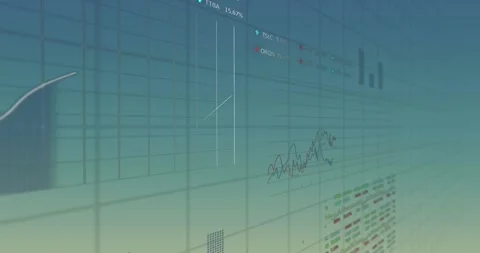 Animation of multiple graphs and trading boards over grid pattern against Stock Footage 329517744