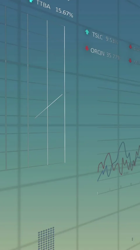 Animation of multiple graphs and trading boards over grid pattern against Stock Footage 344614339