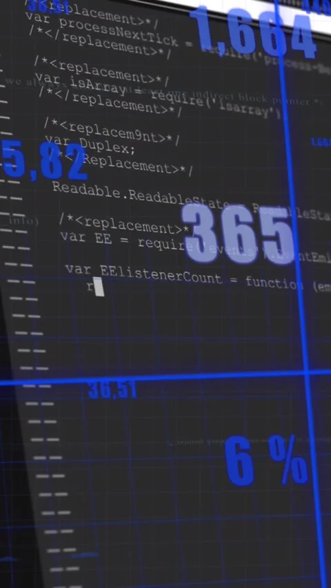 Animation of multiple graphs with changing numbers and grid over programming 動画素材 321625394