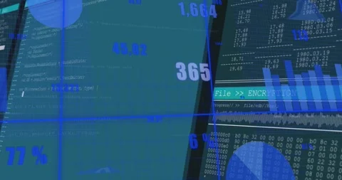 Animation of multiple graphs with changing numbers over programming language on 스톡 동영상 329858791
