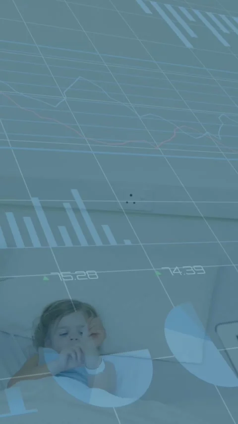 Animation of multiple graphs with changing numbers caucasian doctor checking Stock Footage 341976786