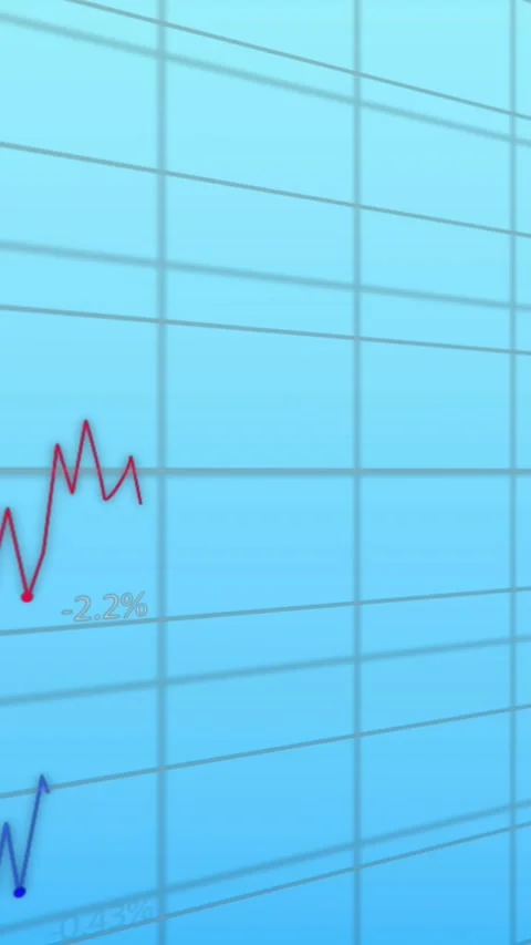 Animation of multiple graphs with changing numbers over grid pattern against Stock Footage 344595577