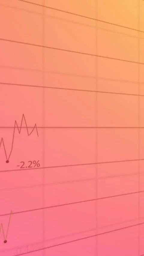 Animation of multiple graphs with changing numbers over grid pattern against Stock Footage 344706345