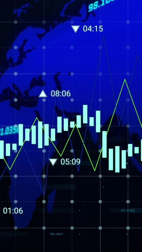 Animation of multiple graphs with changing numbers over map against black Stock Footage 344722933