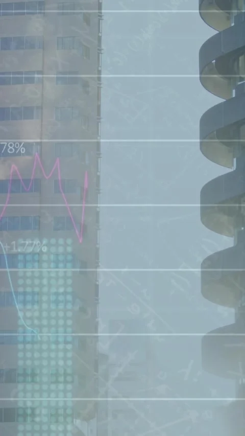 Animation of multiple graphs with changing numbers over midsection of modern Stock Footage 344765968