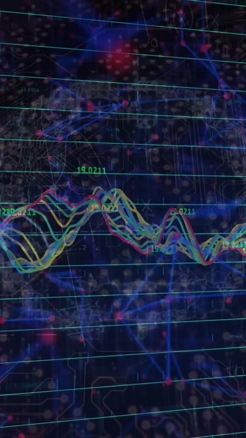 Animation of multiple graphs, dots forming geometric shapes, digital brain over Stock Footage 321991037