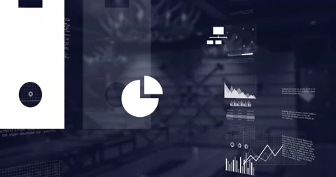 Animation of multiple graphs, laptop with cloud icon and computer language over Stockbeeldmateriaal 249069644