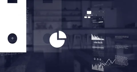 Animation of multiple graphs, laptop with cloud icon and computer language over Stockbeeldmateriaal 249123268