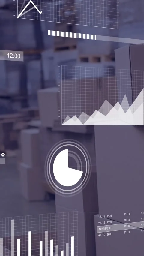 Animation of multiple graphs with loading bars and circles, changing numbers Stock Footage 344774984