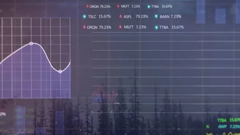 Animation of multiple graphs, loading circles, computer language, trading board, Stock Footage 247316627