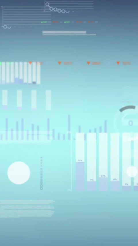 Animation of multiple graphs, loading circles and trading board against blue Stock Footage 344525619