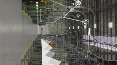 Animation of multiple graphs moving over diverse mechanics amidst machinery Stock Footage 312394845