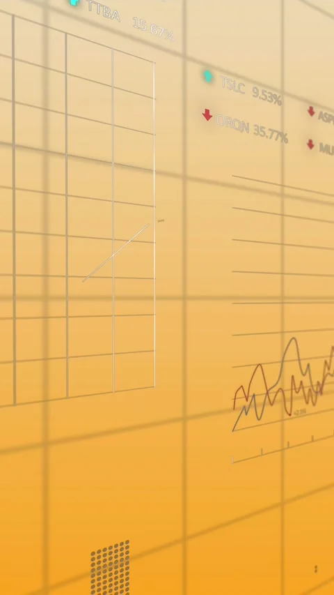 Animation of multiple graphs with numbers and trading boards against gradient Stock Footage 344595573