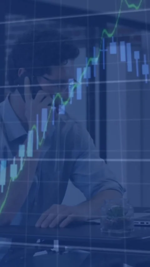Animation of multiple graphs over caucasian businessman talking over mobile Stock Footage 343920603