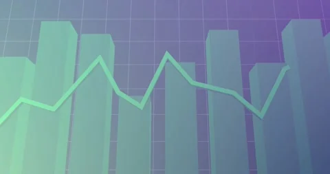 Animation of multiple graphs over grid pattern against blue background Video stock 327785995