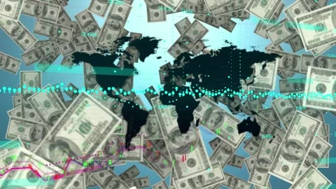 Animation of multiple graphs over map an... | Stock Video | Pond5