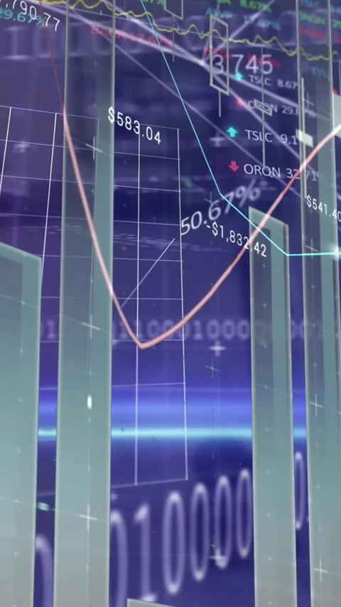 Animation of multiple graphs, programming language and trading board over 動画素材 320228934