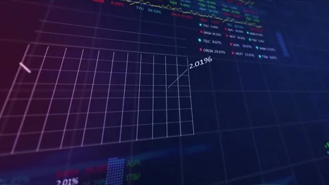 Animation of multiple graphs with trading board and computer language on grid Stock Footage 328154967