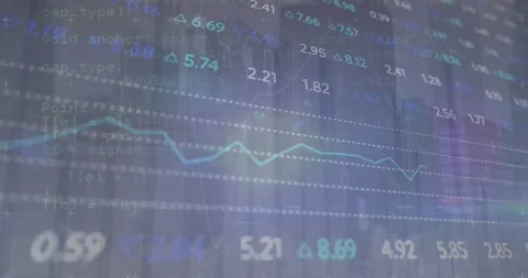 Animation of multiple graphs, trading board over computer language against Stock Footage 330659616