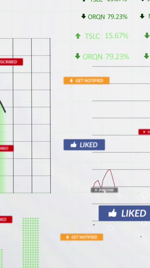 Animation of multiple graphs, trading boards and notification bars over white Stock Footage 344783662