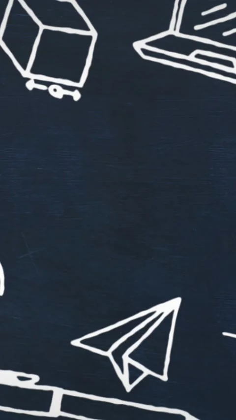 Animation of multiple icons over blackboard Stock Footage 343682580