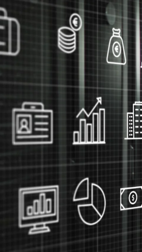 Animation of multiple icons over data server racks in server room Stock Footage 344679237