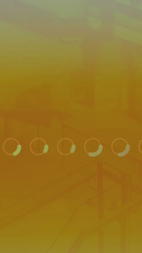 Animation of multiple loading circles over overhead view of office Stock Footage 344693600