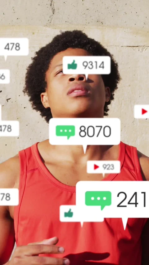 Animation of multiple notification bars over basketball player juggling ball Stock-Footage 341659688