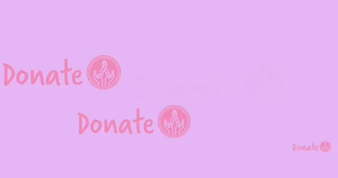 Animation of multiple pink breast cancer ribbon logo with donate text appearing Stock Footage 329220268
