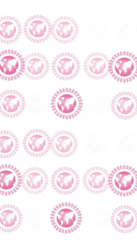 Animation of multiple pink globe logo glowing on white background Stock Footage 344284738