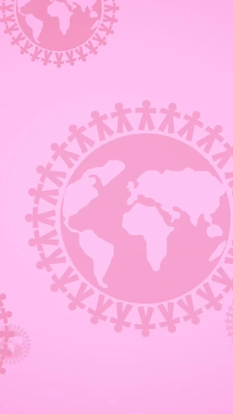 Animation of multiple pink globe logo flying on pink background Stock Footage 344284751
