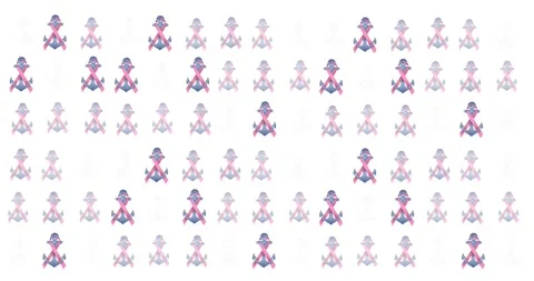 Animation of multiple pink ribbon anchor logo glowing on white background Stock Footage 328259415