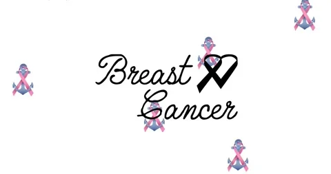 Animation of multiple pink ribbon anchor logo falling over breast cancer text Stock Footage 328453041