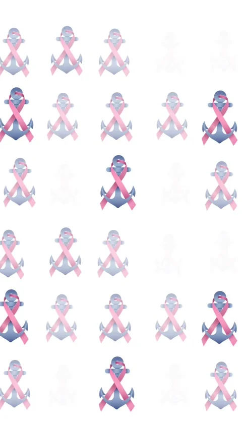 Animation of multiple pink ribbon anchor logo glowing on white background Stock Footage 344244302
