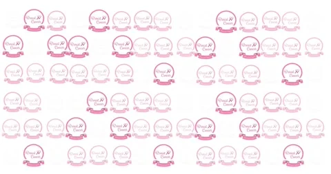 Animation of multiple pink ribbon logo and hope text glowing on white background Stock Footage 329220263