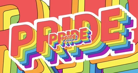 Animation of multiple pride texts in rainbow colors Stock Footage 328585326