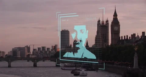 Animation of multiple profile icons against aerial view of big ben tower Stock Footage 330664568