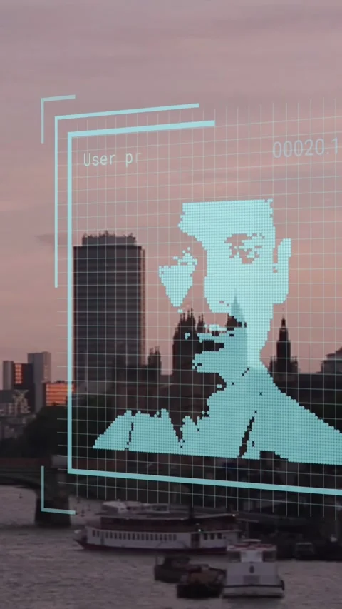 Animation of multiple profile icons against aerial view of big ben tower Stock Footage 344369652