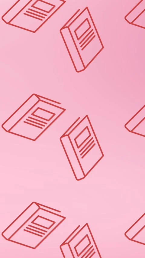 Animation of multiple school book icons in seamless pattern against pink Stock Footage 343828871