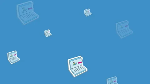 Animation of multiple science textbook icons in seamless pattern on blue Stock Footage 312899283