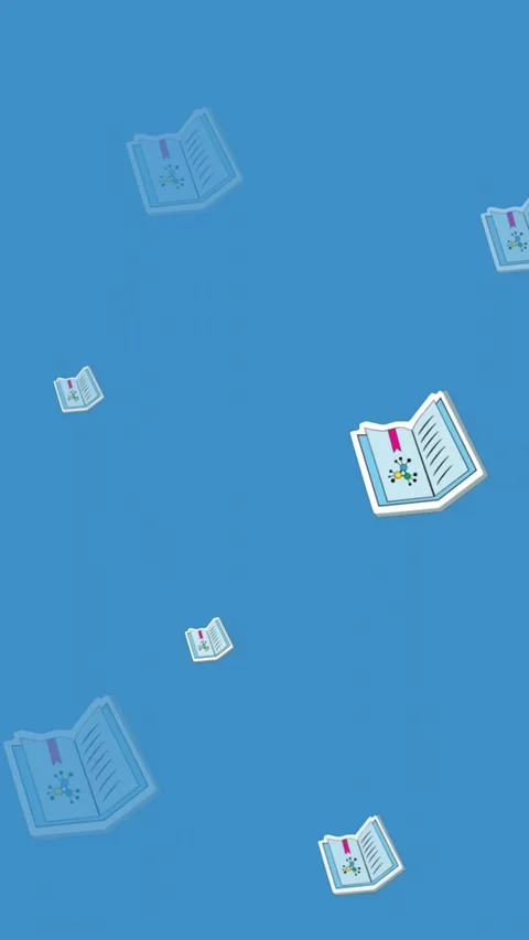 Animation of multiple science textbook icons in seamless pattern on blue Stock Footage 321111042