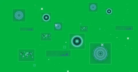 Animation of multiple scopes scanning and processing, cross markers flickering Stock Footage 325295112