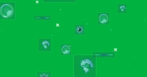 Animation of multiple scopes scanning and processing, cross markers flickering Stock Footage 325484647