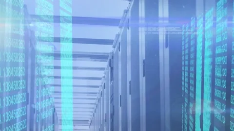 Animation of multiple screens with binary coding data processing over empty Video stock 204769147